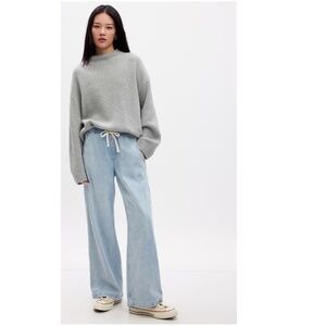 Gap High Rise Wide-Leg Pull-On Jeans (Light Wash)